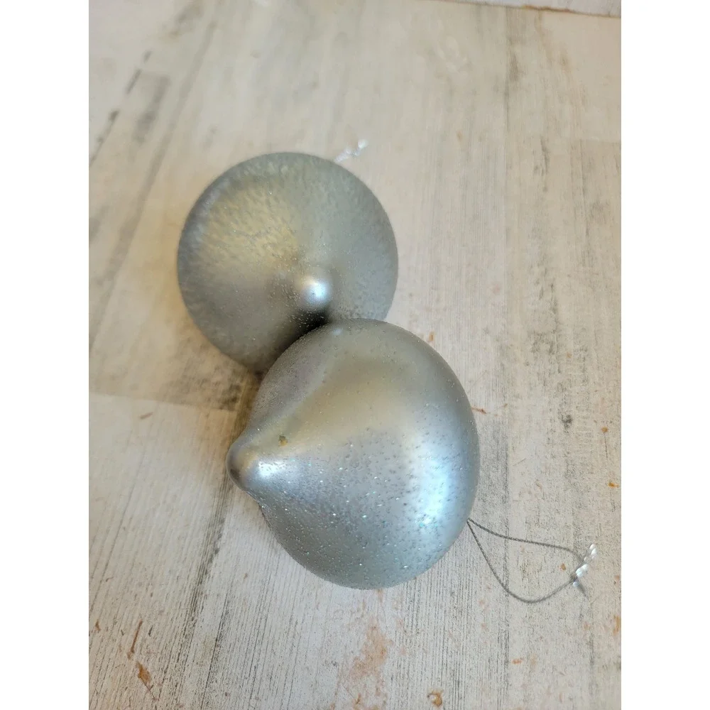 Vintage glass abstract silver glitter ornament Xmas set unique home decor
